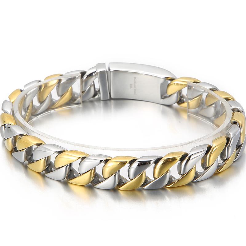 Pánský náramek 12 mm široký řetízek z nerezové oceli s přívěsky na ruku pro muže, vintage pánské šperky, doplňky