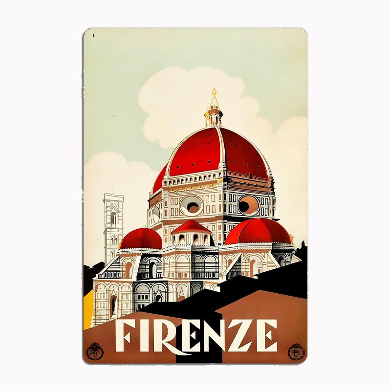 

Florence, Italy Travel Poster 1930s Firenze Poster Metal Sign Club Indoor Room Decor Custom Tin Home Wall Decor 20x30cm（7.8x11.8inch）