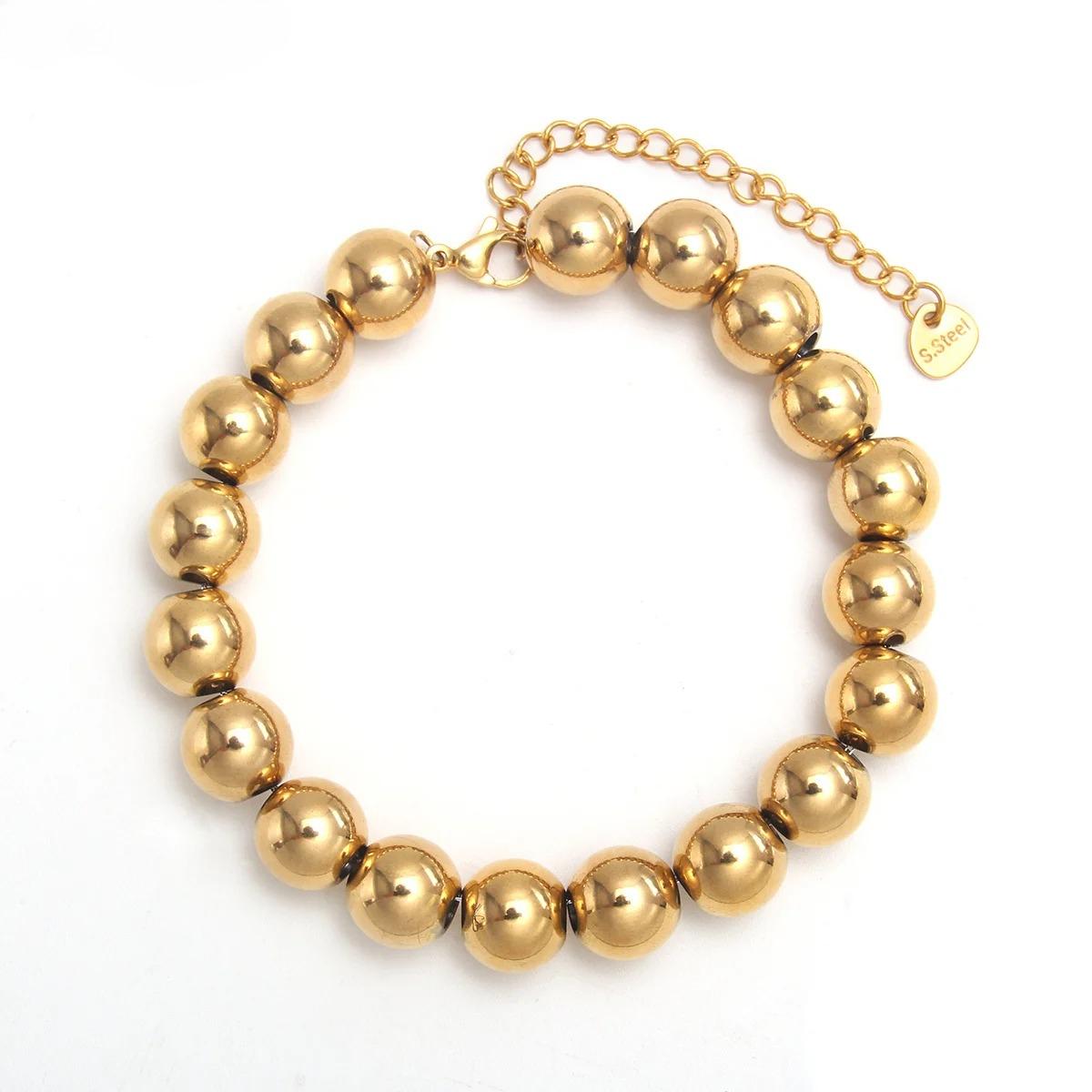 

Waterproof Smooth Beads Bracelet Adjustable Gold Silver Color Stainless Steel Round Balls Bracelets Unisex Party Jewelry