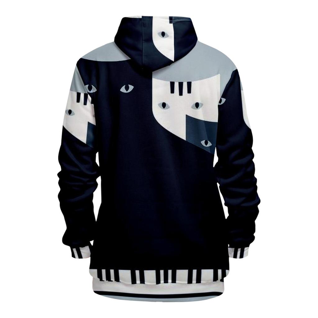 Volný pánský a dámský svetr s dlouhým rukávem a kapucí s módním potiskem