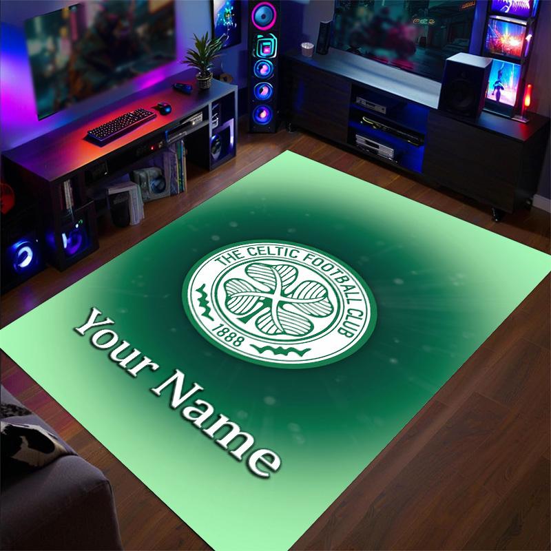Crystal Velvet Rug Celtic FC Print Custom Name Text Floor Mat Home Decor