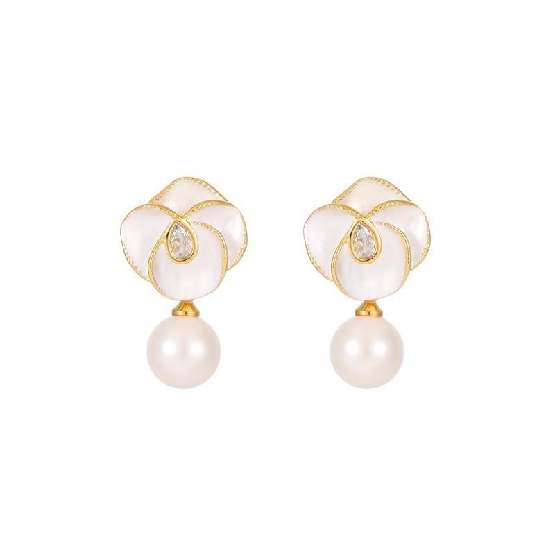 Pinkdudu  Resin Bead  Zinc Alloy Earrings Flower Drip Glaze Trendy Stud Earrings Women Jewelry PD2275