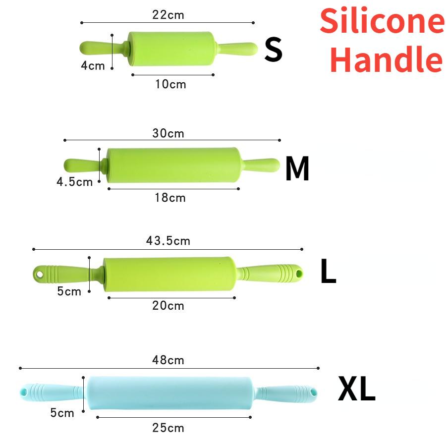 Non-Stick Silicone Rolling Pin Wooden Handle Pastry Dough Flour Roller Kitchen Cooking Baking Tool For Pasta Cookie Dough