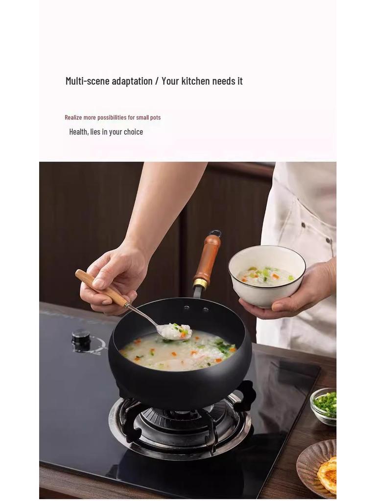 Hand-Forged Authentic Zhangqiu Non-Stick Iron Wok, 24CM - Perfect for Stir-Frying, Stewing, and Soup