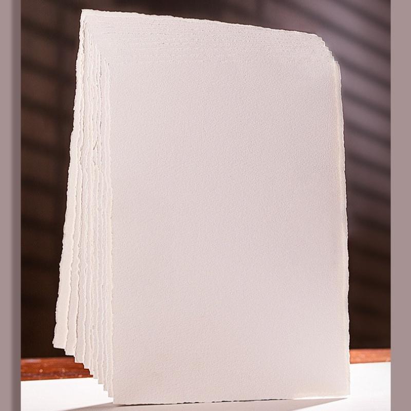 A4/A5/A6 10-20 Sheets Art Watercolor Paper 300 Gsm Thick Textured Cotton Paper Deckled Edge Handmade Paper for Painting Postcard