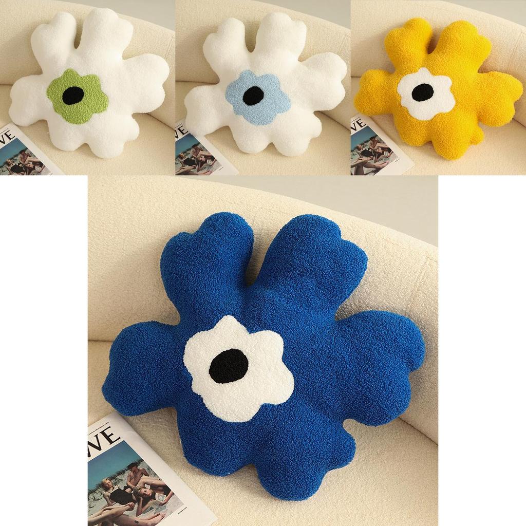 Scandinavian Floral Pattern Plush Cushion Pillow With Embroidered Design For Sofa Bed