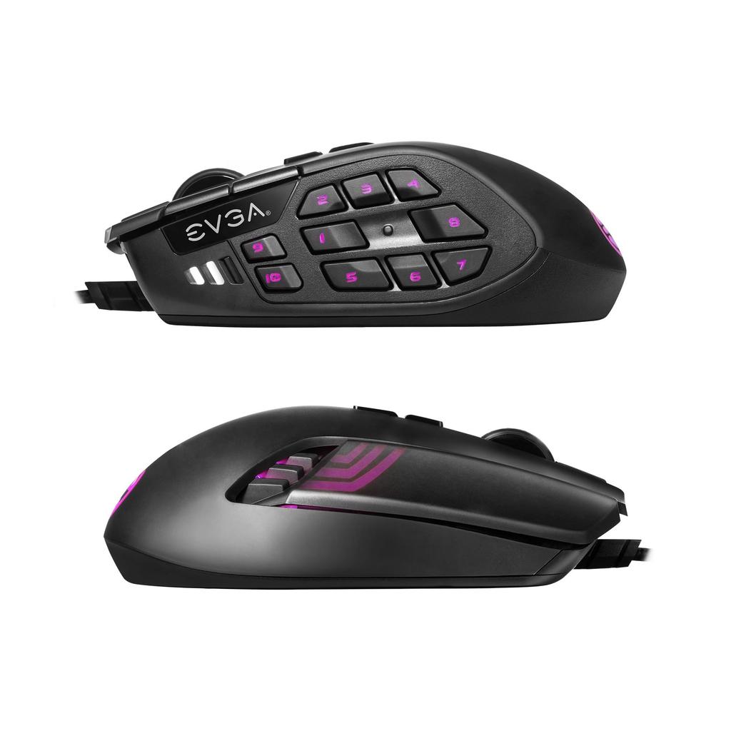 EVGA USB-Gaming-Maus X15 MMO 8K, kabelgebunden, schwarz, anpassbar, 16000 DPI, 5 Profile, 20 Tasten, ergonomisch, 904-W1-15BK-KR