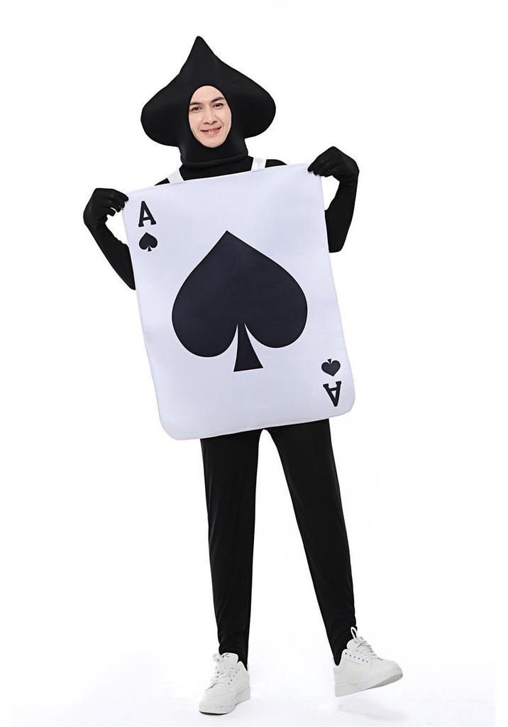Traje Cosplay de Cartas de Baralho de Copas e Espadas Bodysuit Vermelho de Ano Novo
