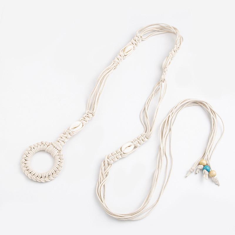 Bohemian Style Handmade Turquoise Waist Rope With Knotted Fastening For Festival Looks