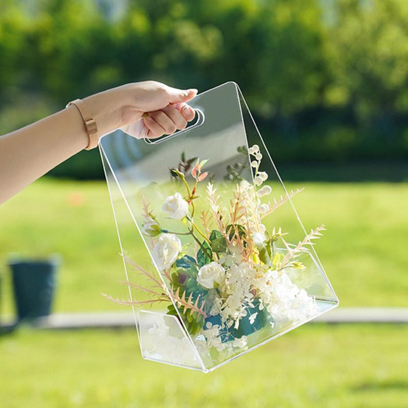 Transparent Flower Bags Handheld Vase Acrylic Flower Basket High-End Floral Arrangement Clear Modern Decorative Vase