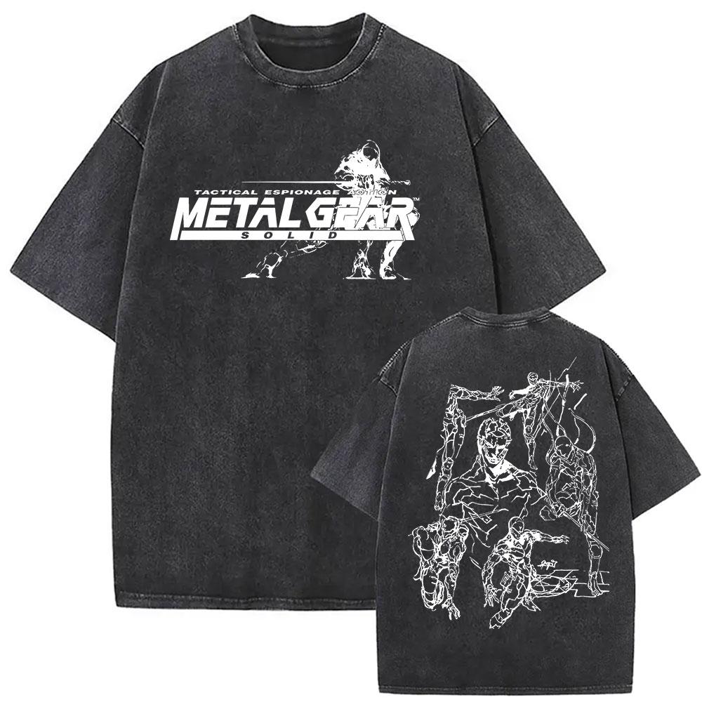Hot Game Metal Gear Solid 3 Snake Eater Vintage Washed T Shirt Unisexs Loose Player Fans Fashion Short Sleeve Tshirts Streetwear