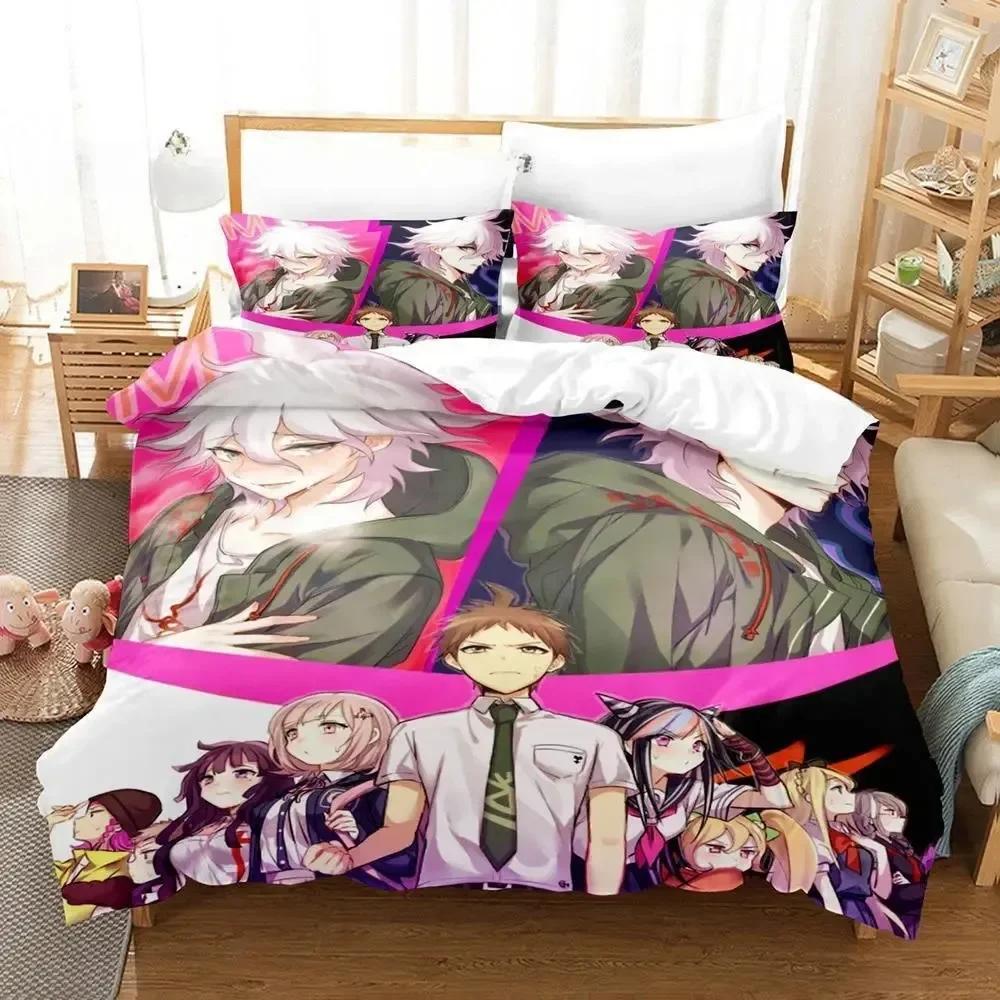 Fashion Anime Danganronpa Bedding Set Printed Bed Set With Pillowcase Bed Duvet Cover Soft Single Double Queen Super King Size
