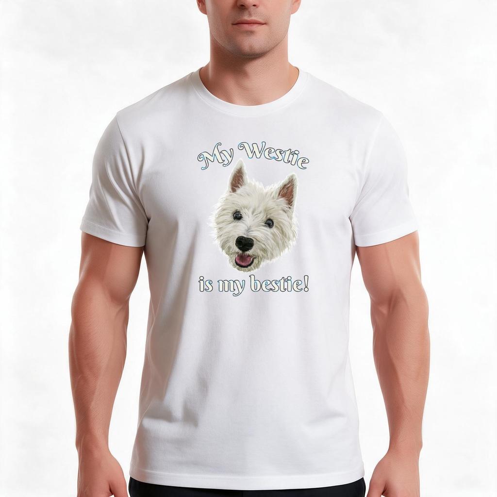My Westie Is My Bestie Funny Terrier Tshirt Summer Casual Cotton Tee Oversized Streetwear Tops Vintage Graphic Print