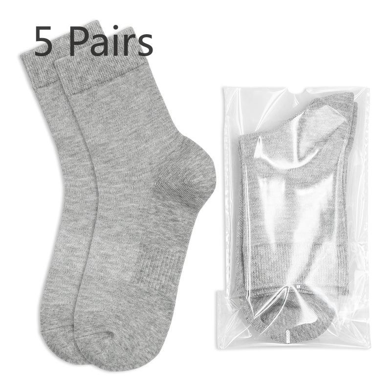 5 Pairs Men's and Women's Spring and Summer Breathable Mid-calf Anti-odour, Sweat-absorbent Antibacterial Socks
