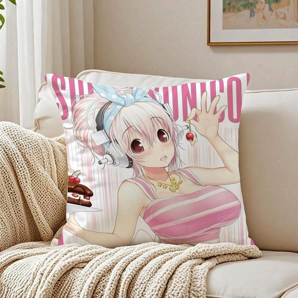 game character idol SSuper SSonico Cushion Cover Pillowcase Antidustmite living Room Sofa Decor Cushion Room