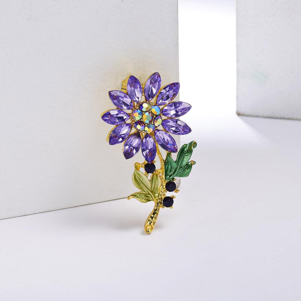 Rinhoo Броши в виде сияющих хрустальных цветов для женщин, модные эмалированные подсолнухи, свадебная одежда, корсаж, креативные букетные булавки, ювелирные изделия