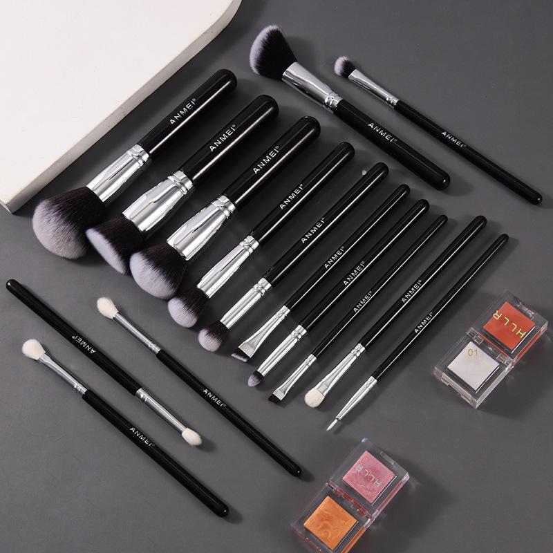 

Набор кистей для макияжа из 15 штук из натурального ворса: Портативные инструменты для красоты для пудры и теней для век