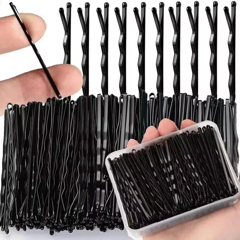 100pcs Curly Wavy Grips Women Bobby Pins Styling Hair Accessories New Straight Line Hair Clip U Shaped Needle Lady Hairpins