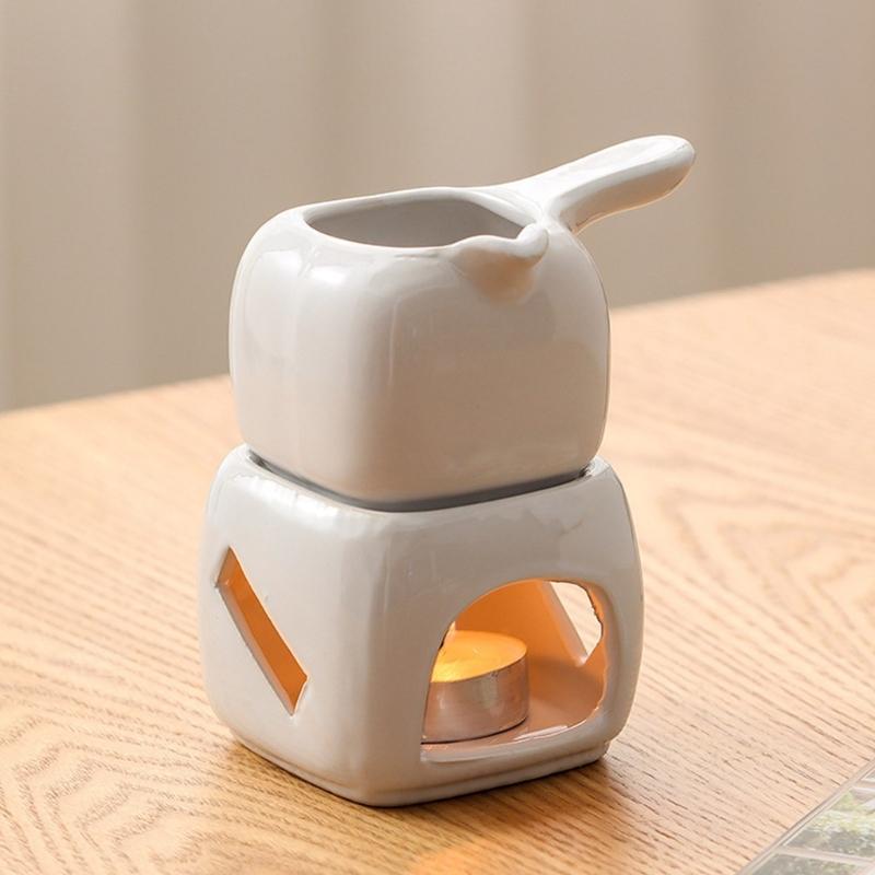 Rapid Heating Ceramic Chocolate Melting Pot for Fondue and Desserts Butter Warmer Aromatherapies Oil Burners Fondue Pot