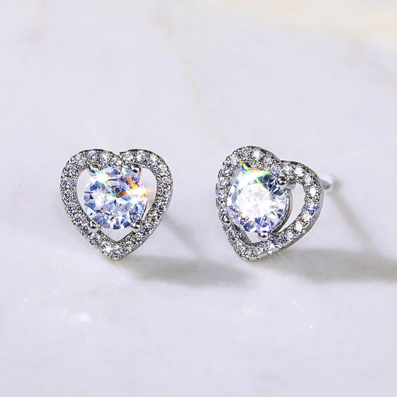 Huitan Luxury AAA CZ Stud Earrings For Women Romantic Elegant Female Daily Earrings 7 Colors Available Dropshipping