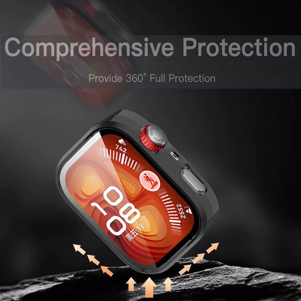 Herdet glass+deksel til Huawei Watch Fit 4/4 pro Rundtdekkende skjermbeskytter Hard PC-støtfanger Klokkekasser til Huawei Watch Fit 4