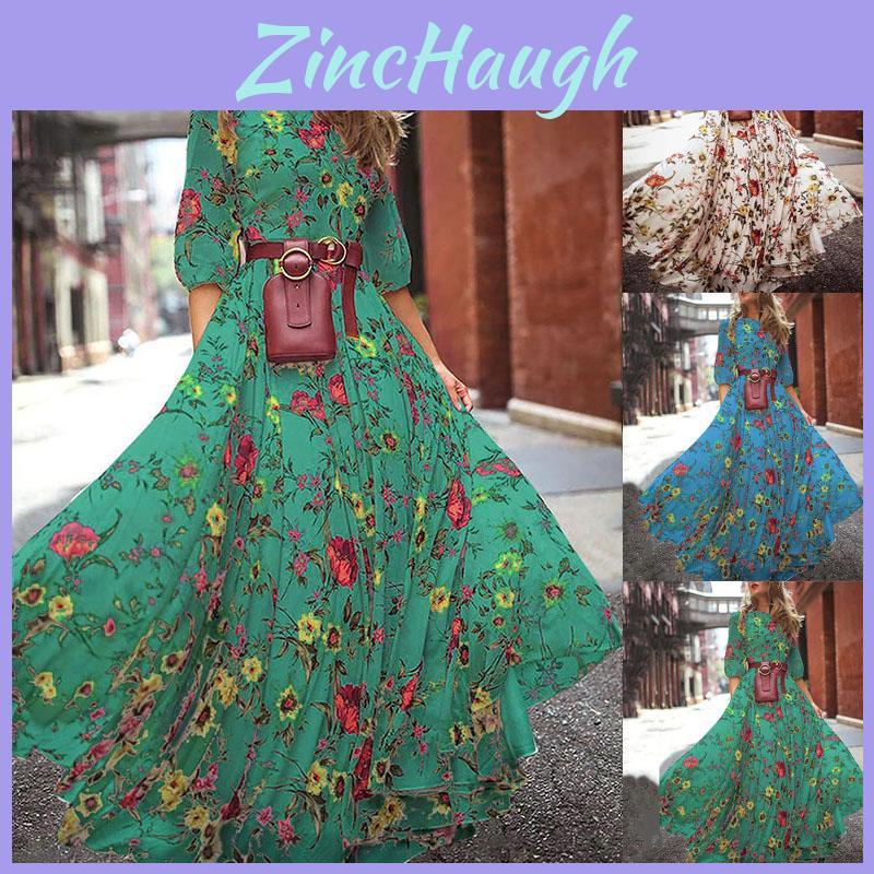 Vestido Longo de Verão Sexy Feminino Estampado Floral Maxi Vestido Para Eventos Noturnos Elegantes