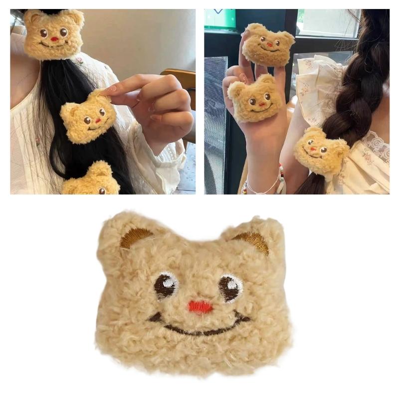 Fun Brooch Smile Photo Booth Props Bear Furry Hair Clip Hair Tie Party Headpiece Fun Hair Tie for Music Festivals
