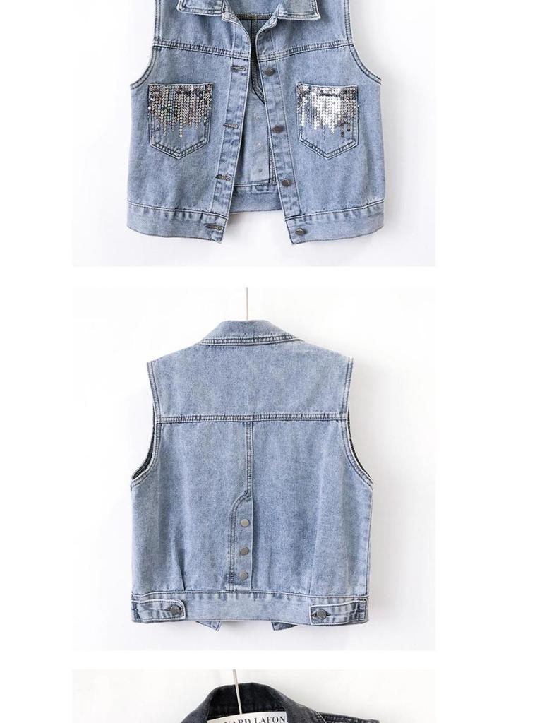 Women's Loose Fit Denim Vest - Plus Size Sleeveless Cardigan for Spring/Autumn