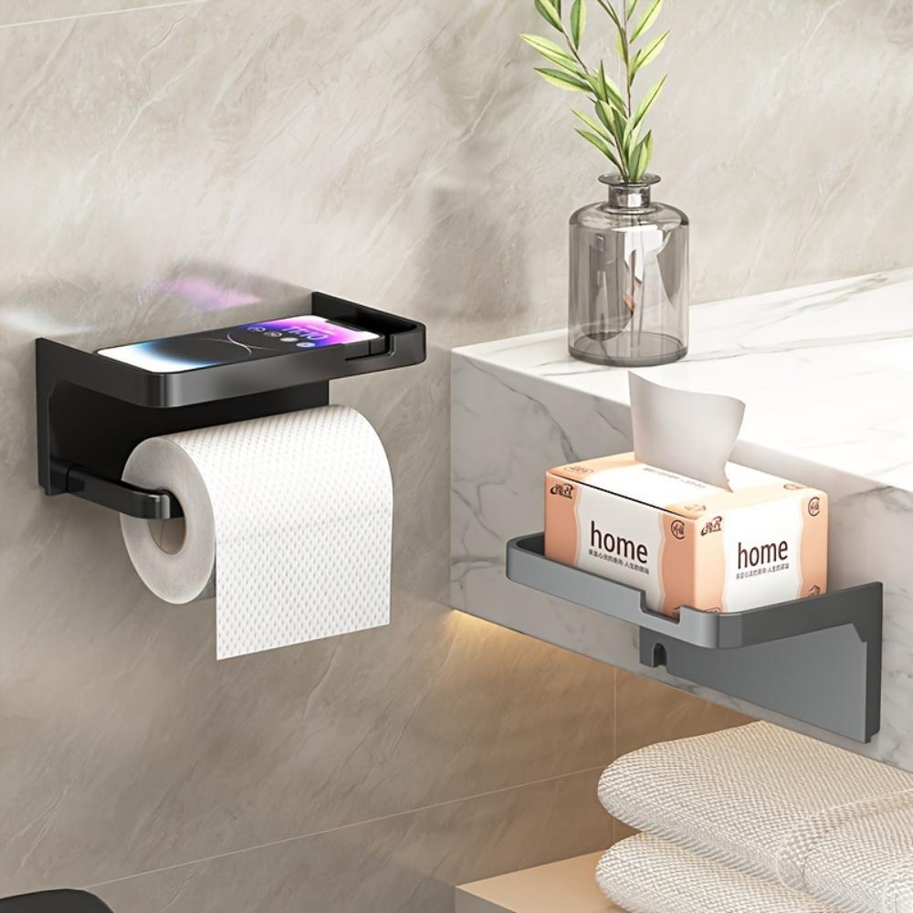 No Punching Tissue Holder, Toilet Drawer Type Roll Box, Wall-mounted Bathroom Mobile Phone Holder, Plastic Material.