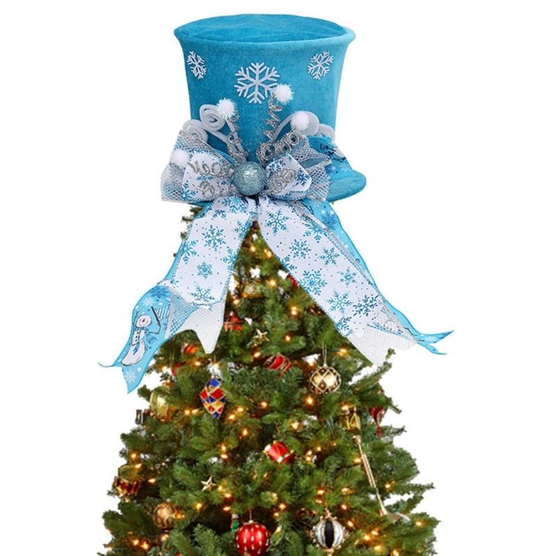 Folding Christmas Tree Top With Big Bowknot Embellishments for Indoor and Outdoor Winter Holiday Party Centerpieces