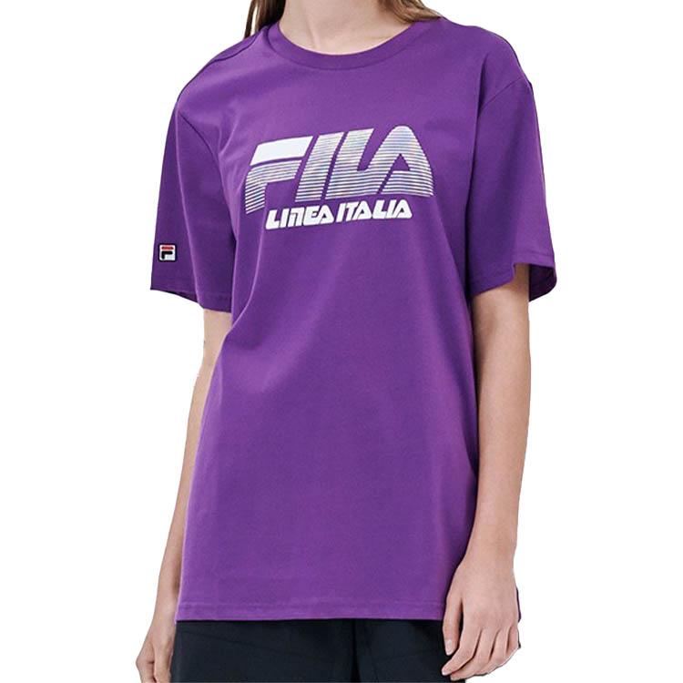 Fila Fusion Colorful Basic Round Neck Short Sleeve T-Shirt Men Tops Grape-Purple T11M026101F-VT