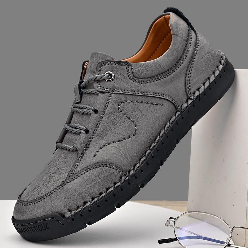 Men's Shoes Spring New Trendy Men Leather Shoes Soft Bottom Genuine Leather Shoes Versatile Casual Shoes