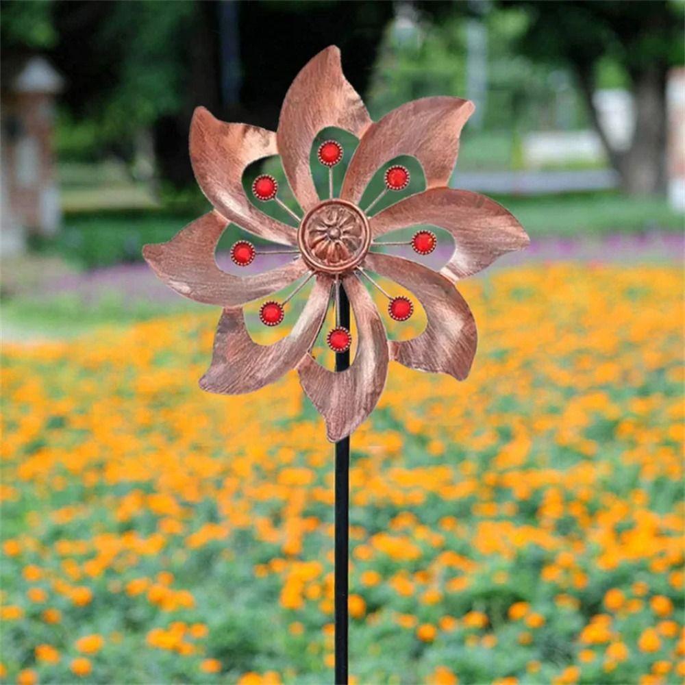 Metal Wind Spinners Creative Gardening Plug Landscape Art Decoration Wind Rotator  Yard