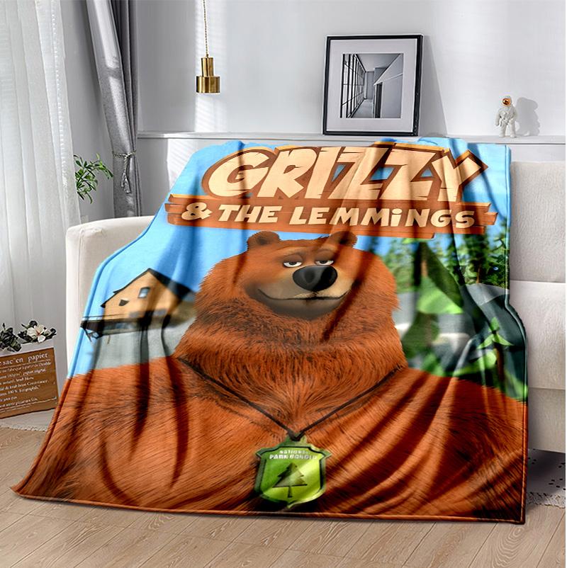 Grizzly Lemmings Flanelldecke Weich Warm Ganzjahresdecke, Design für Camping, Autoreisen, Wandern Sofa, Bett, Büro Perfektes Geschenk für Partys