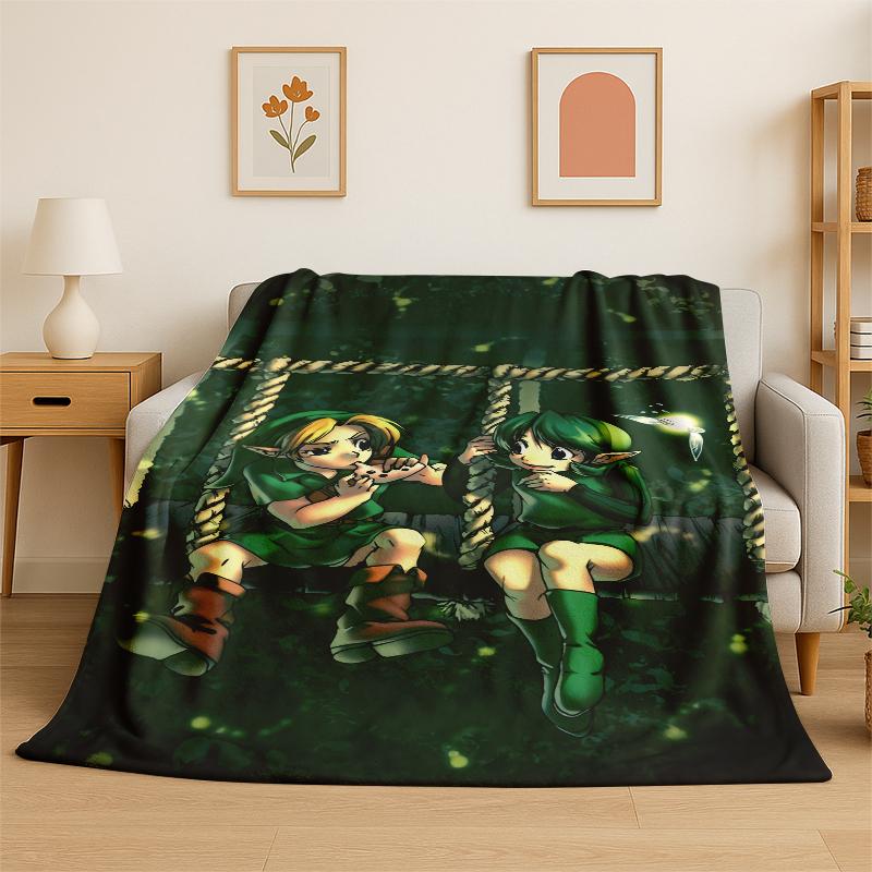 Classic Game Z-Zelda Cartoon Link Flannel Blanket Soft Warm Throw Blanket for Bedroom Living Room Bed Travel Camping Picnic