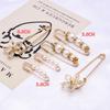 6-Piece Set Pearl/Black Bead Waist Adjustable Safety Pins, Elegant Pants Waist Cincher Brooch, Ideal for Daily Clothing Repair