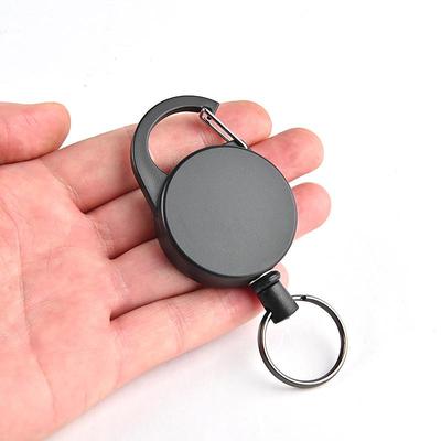 High Elasticity Anti-theft Keychain with Plastic Pull-release Buckle and 1mm Thick Stainless Steel Retractable Wire