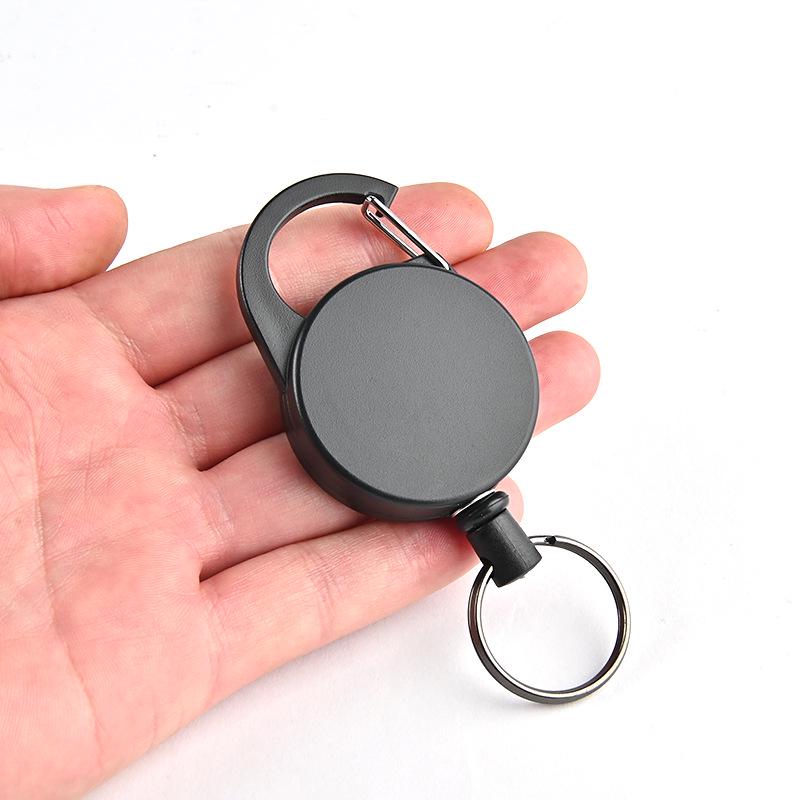 High Elasticity Anti-theft Keychain with Plastic Pull-release Buckle and 1mm Thick Stainless Steel Retractable Wire