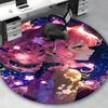 1pc Anime Design Round Carpet Office Chair Mat with Floral Prints, Non Slip Rug for Home Decor, All Seasons