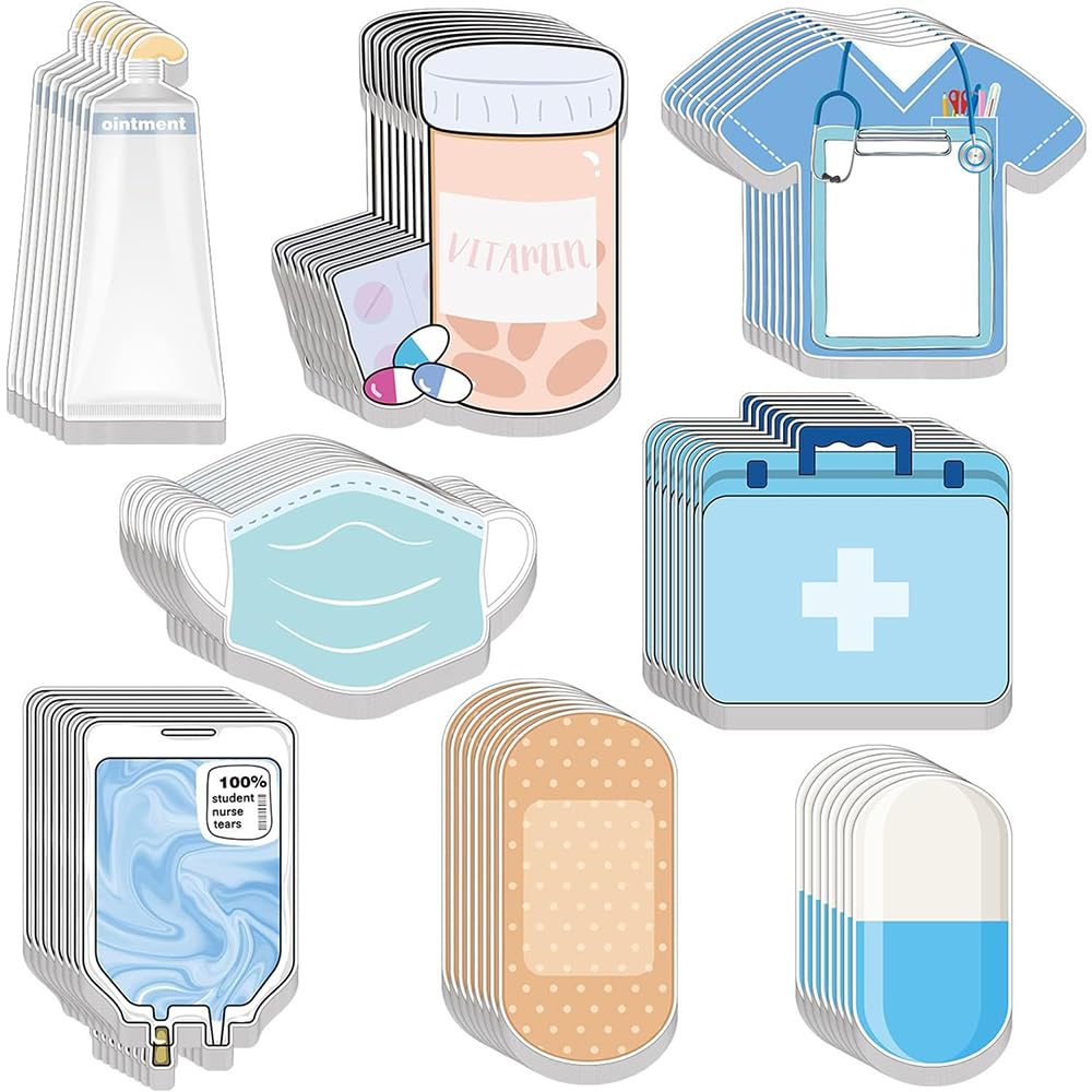 Mini Sticky Notes, Strong Lamination, 30 Sheets X 8 Books, Funny Nurse Sticky Notes, Memos, Nurse Gifts, Hospital, School Supplies, Medical Themed