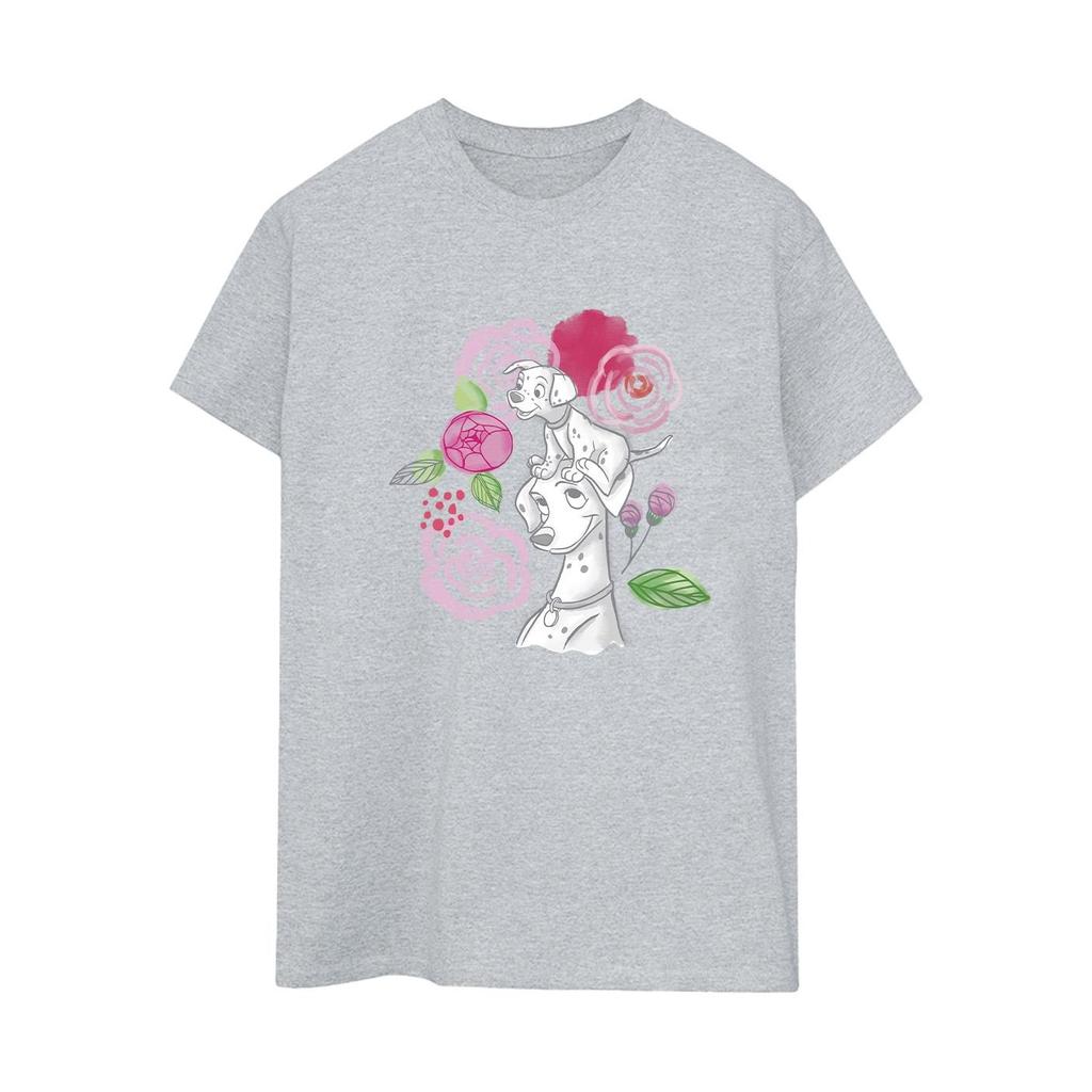 Disney Womens/Ladies 101 Dalmatians Flowers Cotton Boyfriend T-Shirt