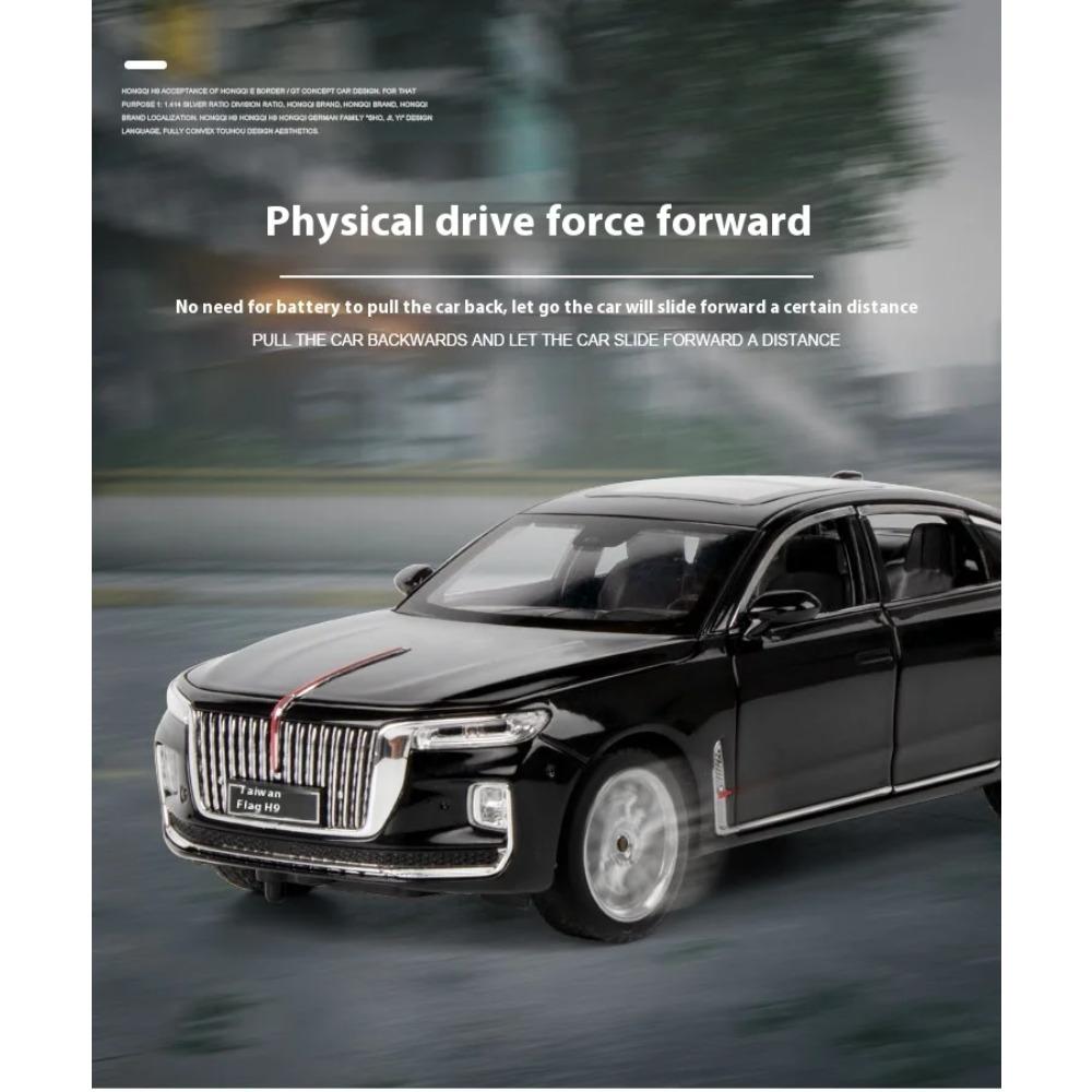 1/24 Scale HONGQI H9 SUV Alloy Car Diecast Model Sound & Light Pull Back Toy Coffee Shop Decorations Collect Ornament Children Present