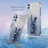 For iPhone 12 mini Glitter Powder Case Pull-out Kickstand Smart Phone Cover