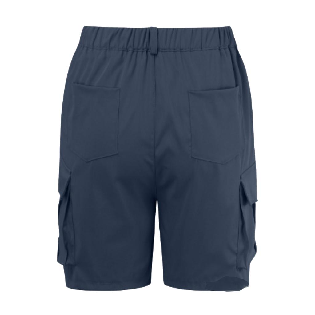 Women Casual Solid Elastic Waist Cargo Shorts with Pockets Relaxed Fit Utility Design for Everyday Wear Outdoor Activities