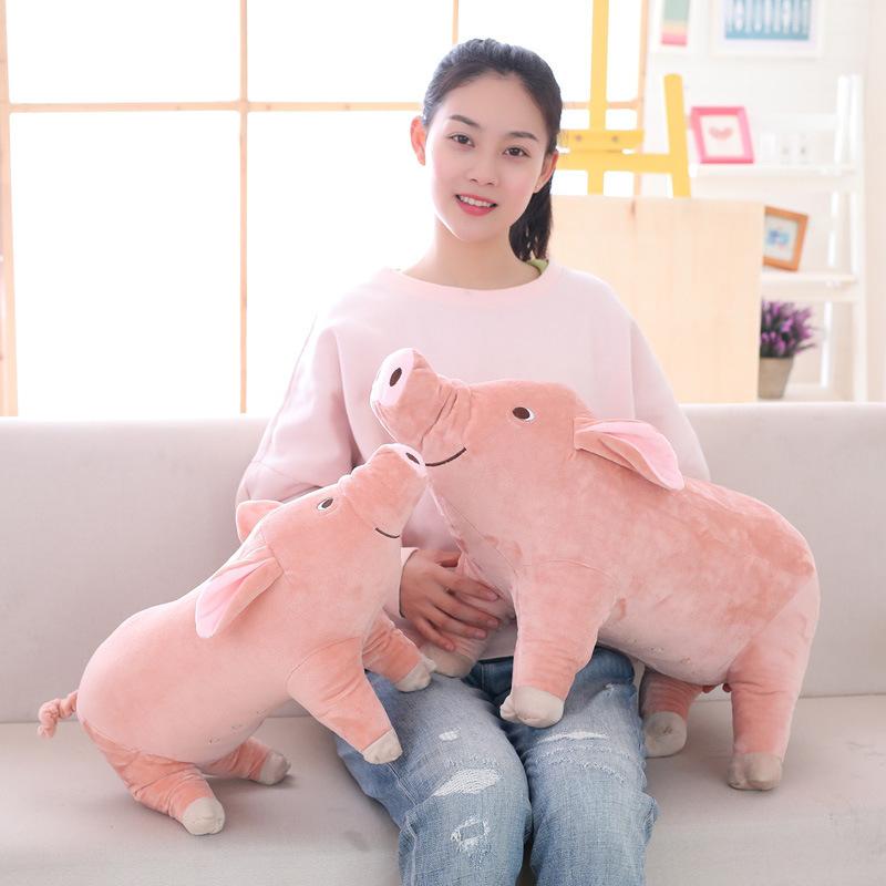 Simulation Lying Down Pig Sleeping Doll Throw Pillow Pink Piggy Plush Toy Pig Doll Birthday Gift Girlfriend