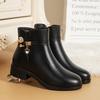 Mom Shoes Cotton Shoes Women's Autumn and Winter Velvet Women's Short Boots Women's Boots Leather Shoes Medium Heel Women's Shoes