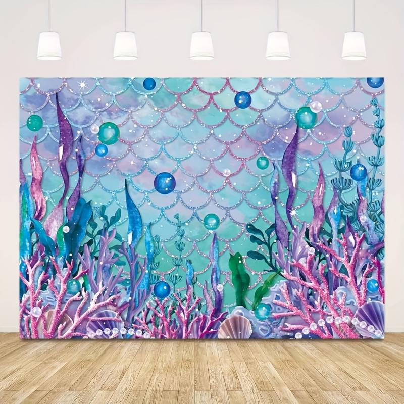 VIKAMA Childrens Fun Shell Sea Star Theme Decorative Cloth Childrens Birthday Banquet Tapestry Dreamy Background Cloth