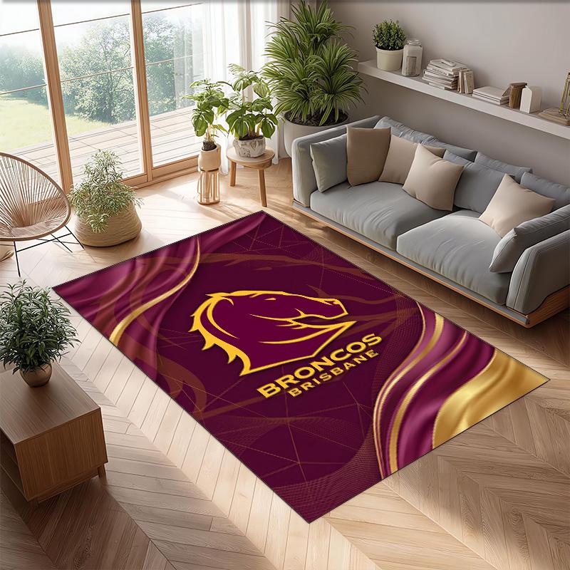 Brisbane Broncos Crystal Velvet Carpet Soft Anti?Slip Floor Mat Comfortable Home Living Room Bedroom Decor Rug
