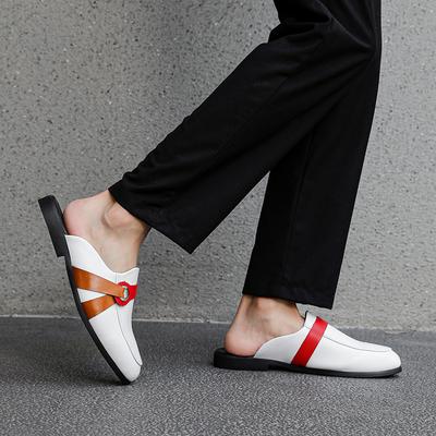 Luxury Brand Mules Summer Sandals Man Loafers Half Shoes Strap Buckle Leather Men's Shoes Designer Male Slides Slippers for Men