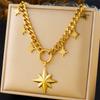 Stainless Steel Multilayer Sun Star Cross Pendant Necklace Women Neck Chain Jewelry Gift